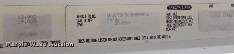 image for item KA9462 1986 Freightliner FLT  semi truck