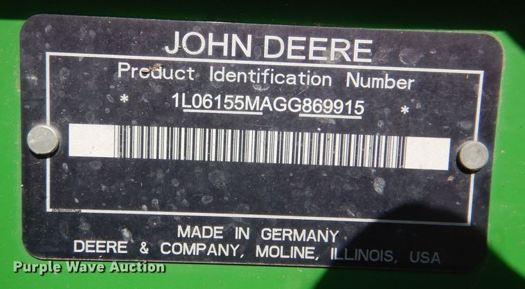 image for item DJ0554 2016 John Deere 6155M  MFWD tractor