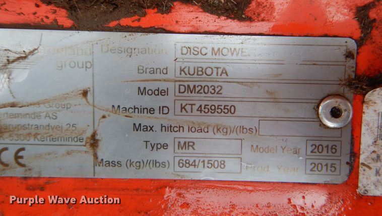 image for item DL0622 2016 Kubota DM2032  disc mower