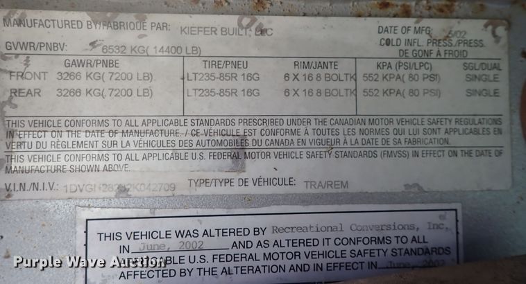 image for item DN2183 2002 Kiefer Genesis X-480  horse trailer