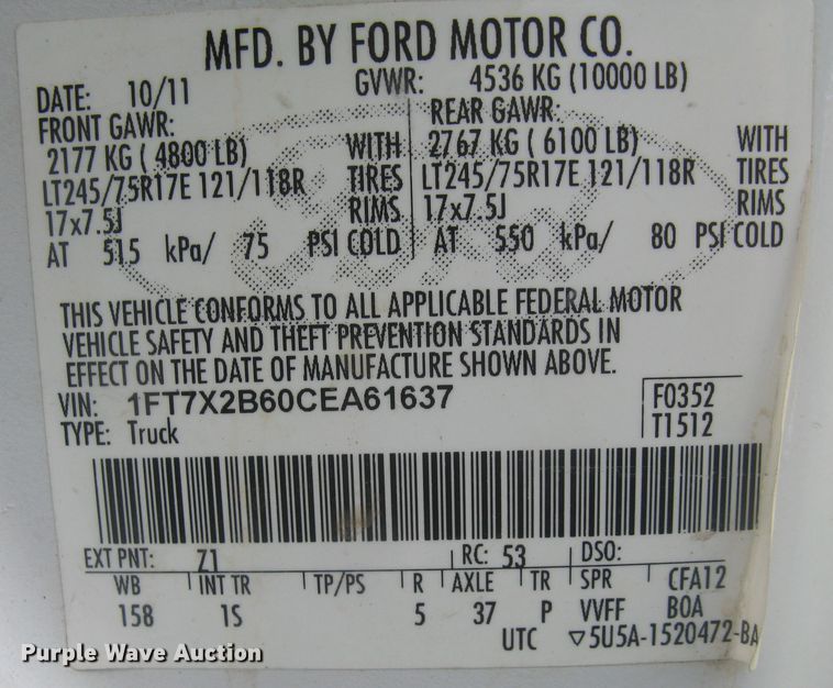 image for item DG5317 2012 Ford F250 Super Duty XL  SuperCab utility bed pickup truck