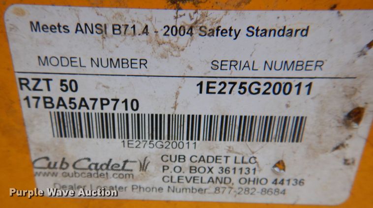 image for item DK1256 Cub Cadet RZT50  ZTR lawn mower