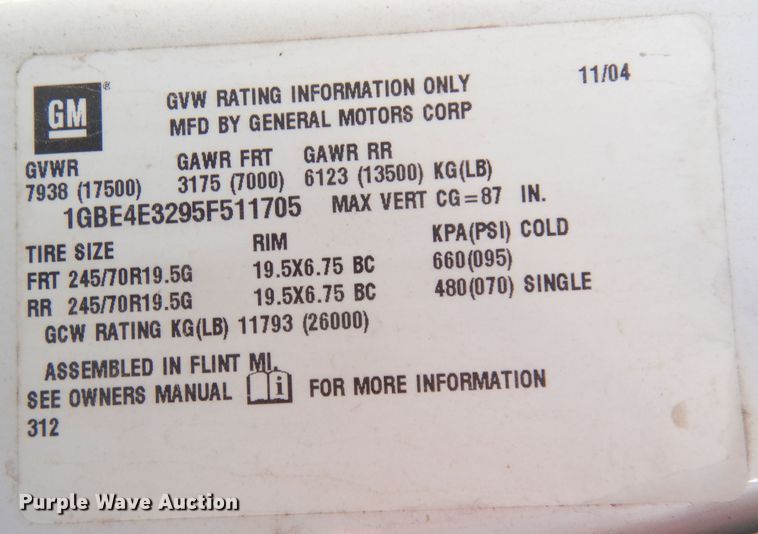 image for item DK3089 2005 Chevrolet C4500  Crew Cab dump truck