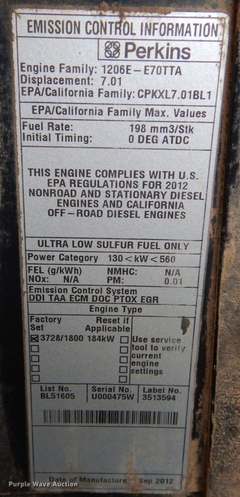 image for item DL0603 2013 Caterpillar NPS-150-T4I  generator