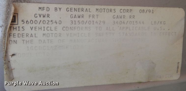 image for item DL6402 1992 Chevrolet C1500  pickup truck