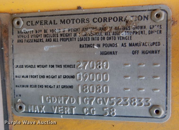 image for item DL6446 1986 GMC C7500  bucket truck