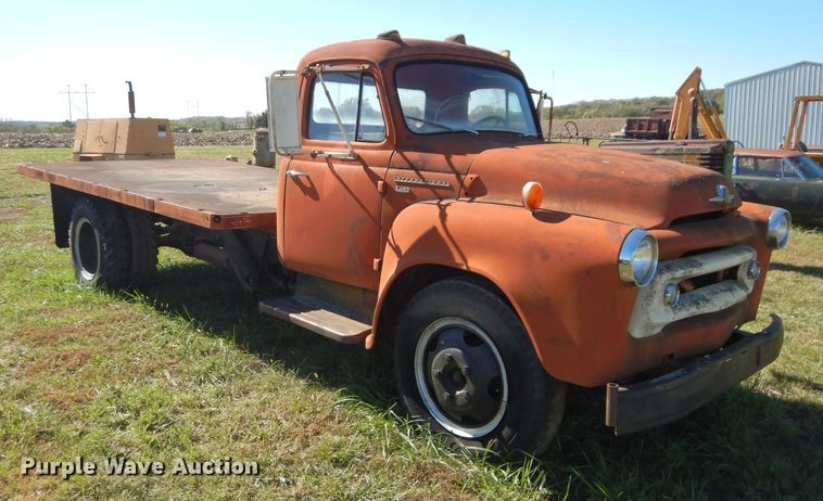 image for item DM0642 1956 International S162  dump flatbed truck