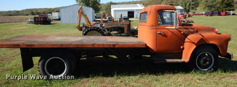 image for item DM0642 1956 International S162  dump flatbed truck