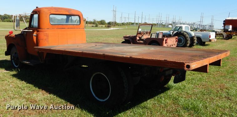 image for item DM0642 1956 International S162  dump flatbed truck