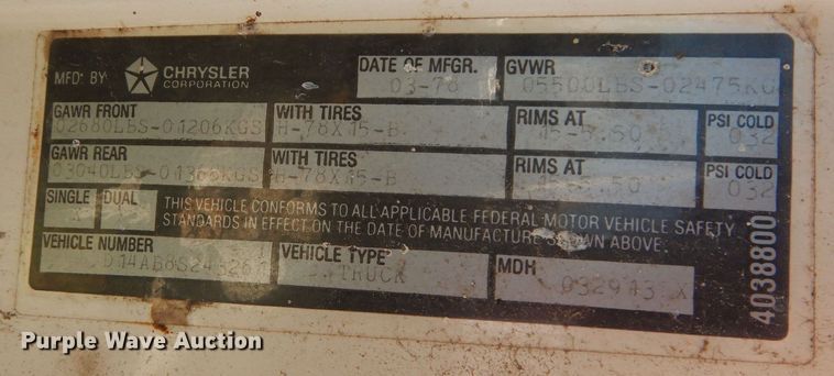 image for item DM0645 1978 Dodge 100  pickup truck