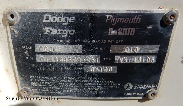 image for item DM0645 1978 Dodge 100  pickup truck