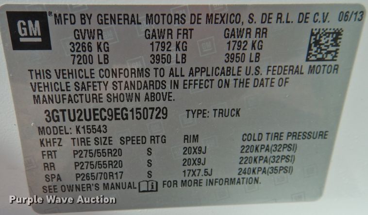 image for item DN0004 2014 GMC Sierra 1500  Crew Cab pickup truck