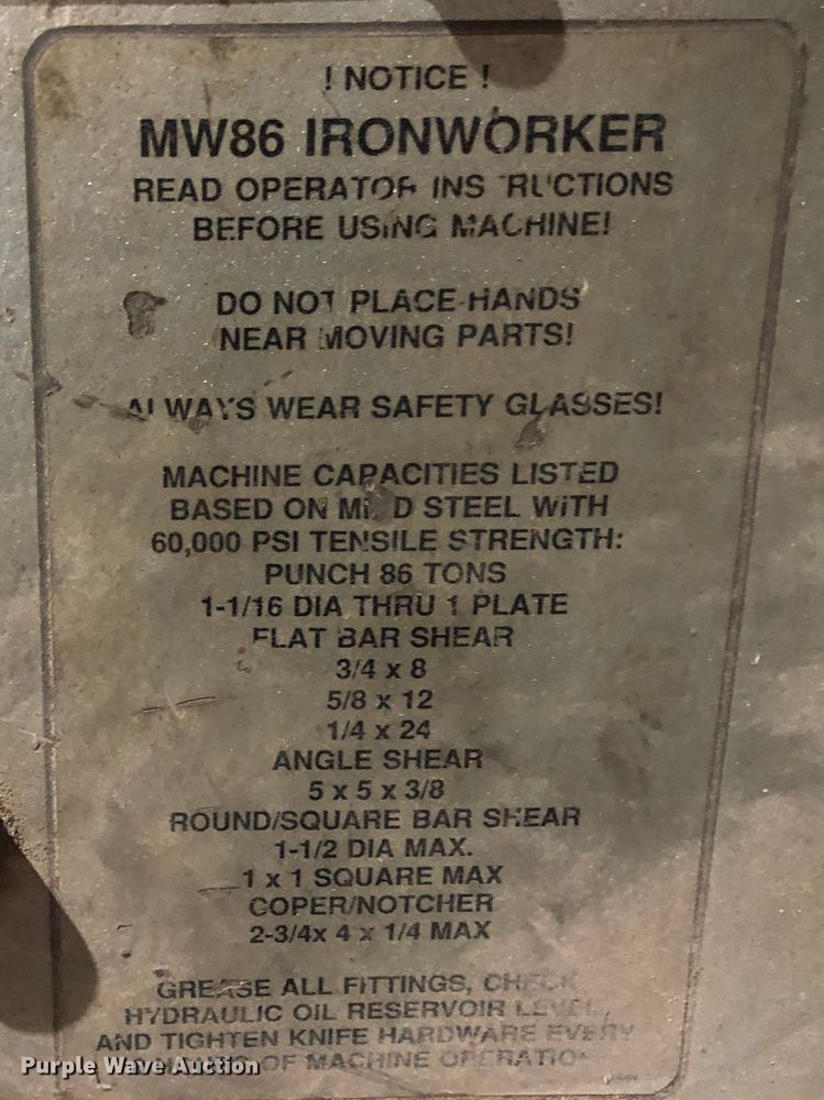 image for item DN2047 MW 86  ironworker machine