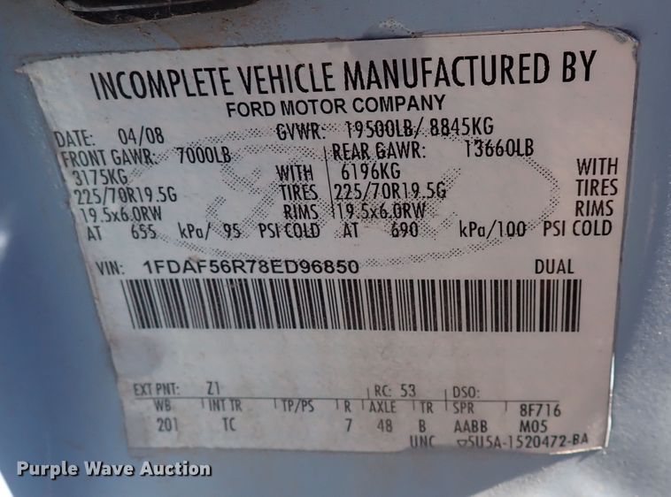 image for item DN2162 2008 Ford F550 Super Duty XL  box truck