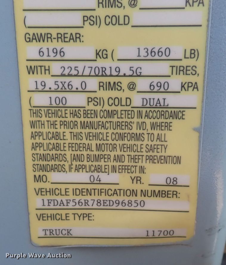 image for item DN2162 2008 Ford F550 Super Duty XL  box truck