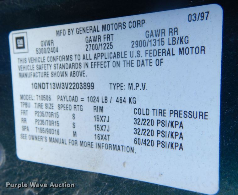 image for item DN5261 1997 Chevrolet Blazer  SUV