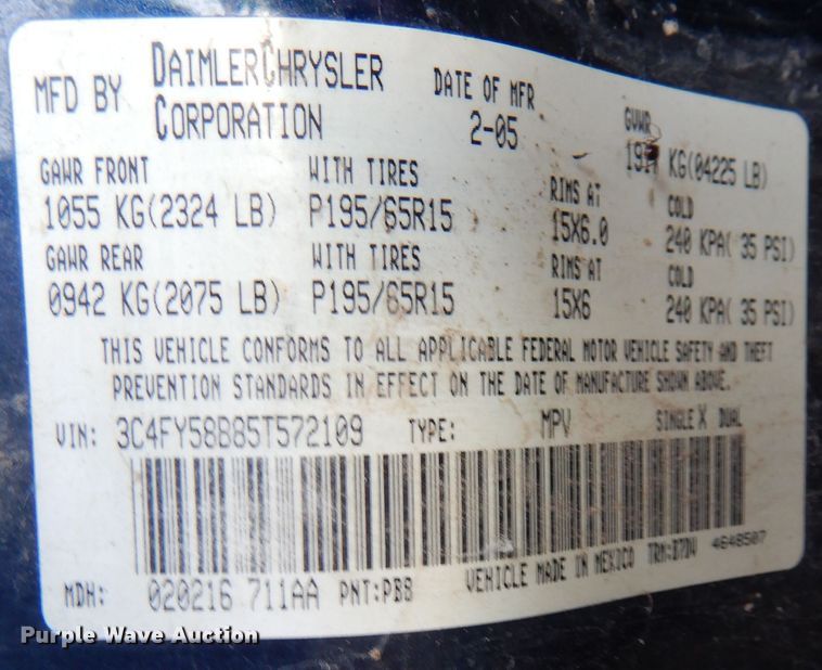 image for item DN5265 2005 Chrysler PT Cruiser