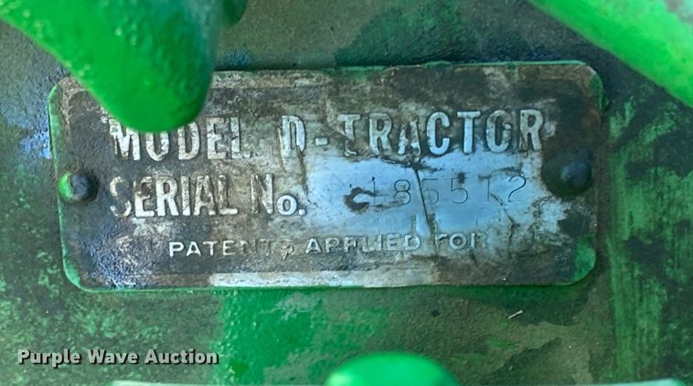 image for item EX9658 1949 John Deere D  tractor
