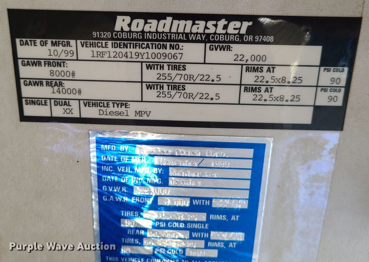 image for item EZ9185 2000 Holiday Rambler Ambassador  RV