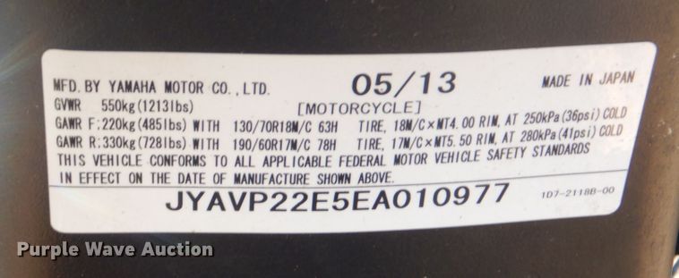 image for item ID9128 2014 Yamaha Stratoliner  motorcycle