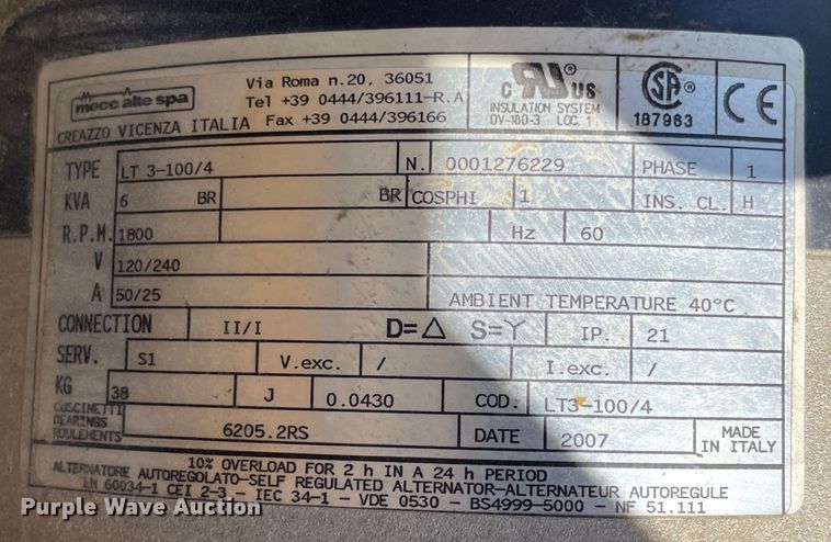 image for item II9433 Multiquip Nighthawk LT12  light plant