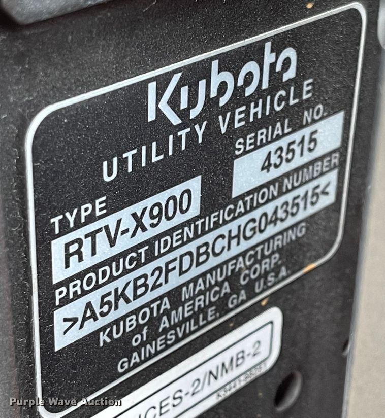 image for item IK9546 2017 Kubota RTV X900  utility vehicle