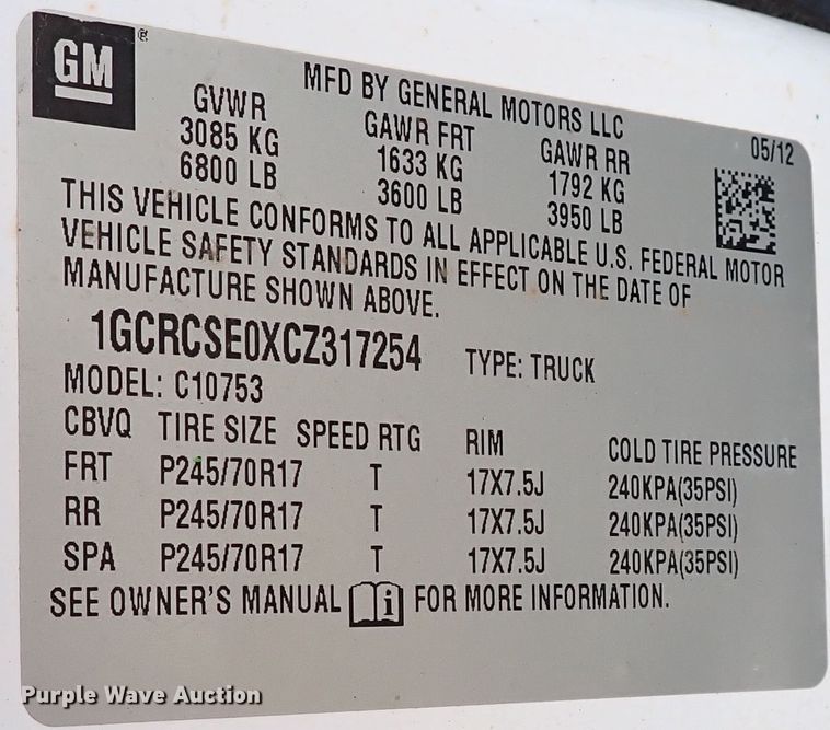 image for item IN9732 2012 Chevrolet Silverado 1500  Ext. Cab pickup truck