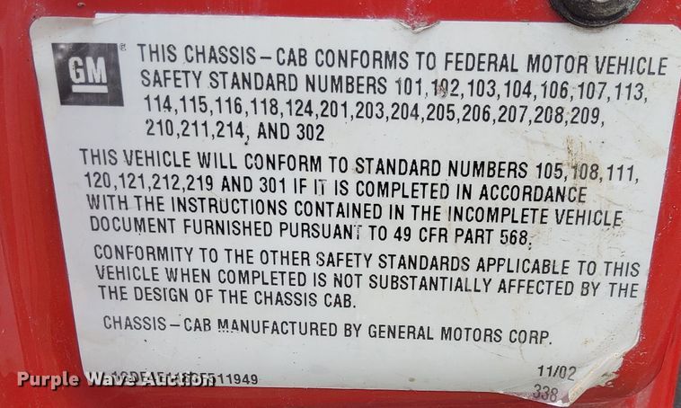 image for item JG9011 2003 GMC C4500  dump truck