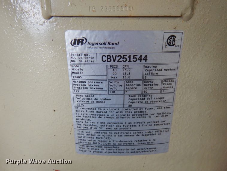 image for item JQ9358 Ingersoll Rand  air compressor