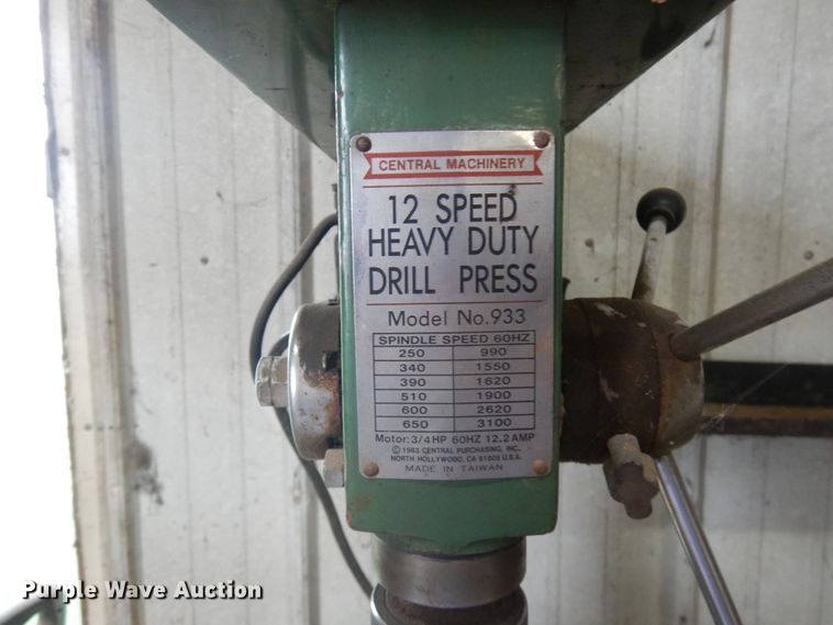 image for item JQ9359 Central Machinery 933  drill press