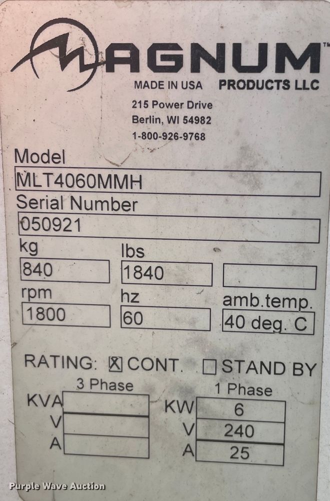 image for item JQ9406 Magnum MLT4060MMH  light plant