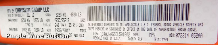 image for item KO9235 2013 Jeep Wrangler  SUV