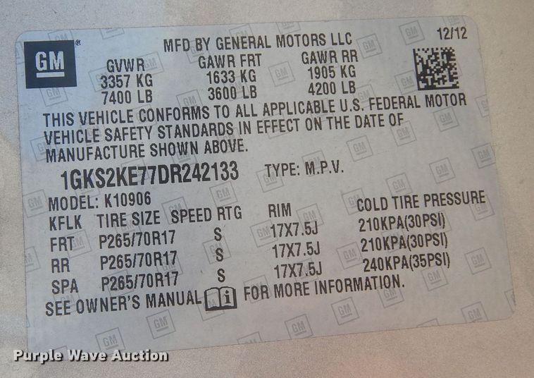 image for item KO9240 2013 GMC Yukon XL  SUV
