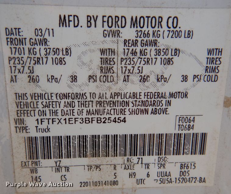 image for item KY9708 2011 Ford F150  SuperCab pickup truck