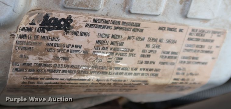 image for item DJ1976 2009 Mack GU713  dump truck