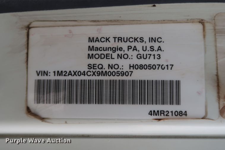 image for item DJ1976 2009 Mack GU713  dump truck