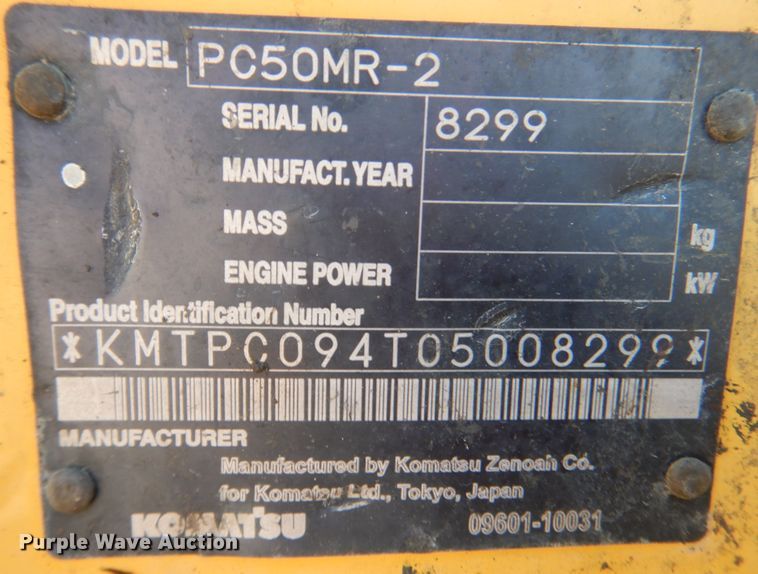 image for item DJ7420 2007 Komatsu PC50MR-2  mini excavator