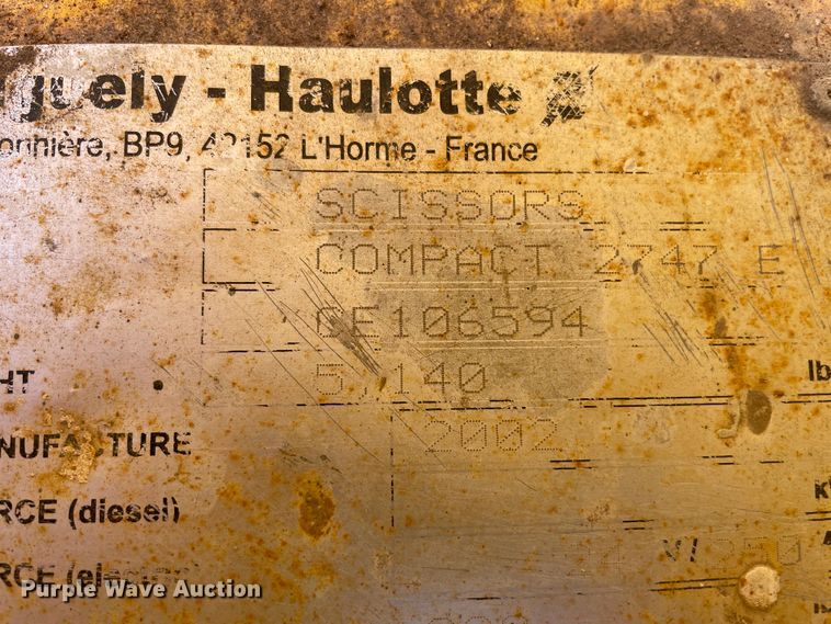 image for item DJ7425 2002 Haulotte Compact 2747E  scissor lift