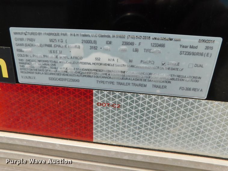 image for item DK8601 2015 H & H  enclosed cargo trailer