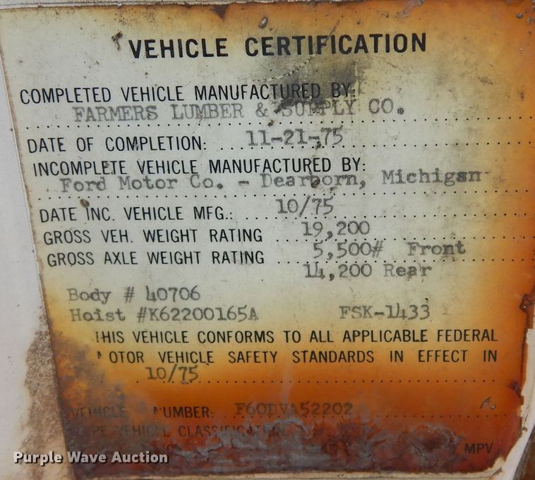 image for item DL6415 1976 Ford F600  dump truck