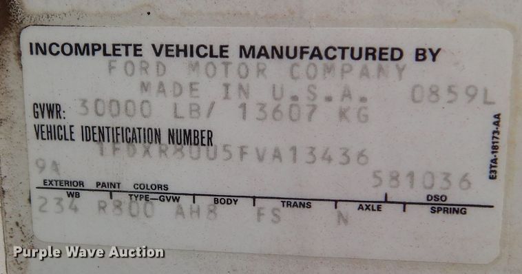 image for item DL6461 1985 Ford LN8000  box truck