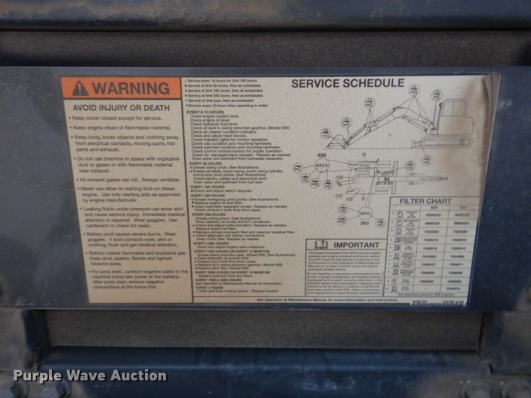 image for item DN6527 2016 Bobcat E85  mini excavator