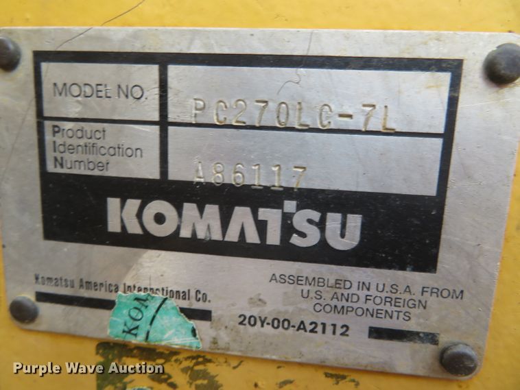 image for item DN7775 2004 Komatsu PC270LC-7L  excavator