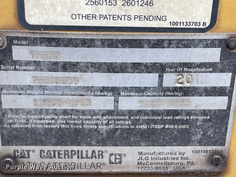 image for item IK9547 2012 Caterpillar TH255  telehandler