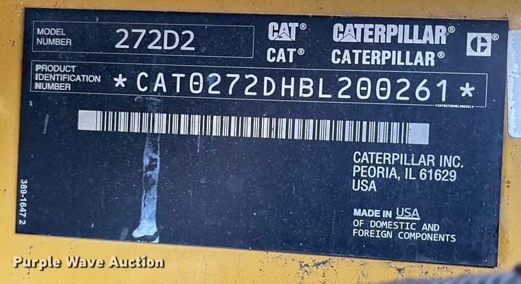 image for item IK9594 2015 Caterpillar 272D2  skid steer loader