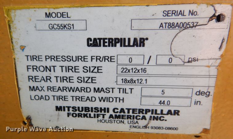 image for item JG9001 2006 Caterpillar GC55KS1  forklift
