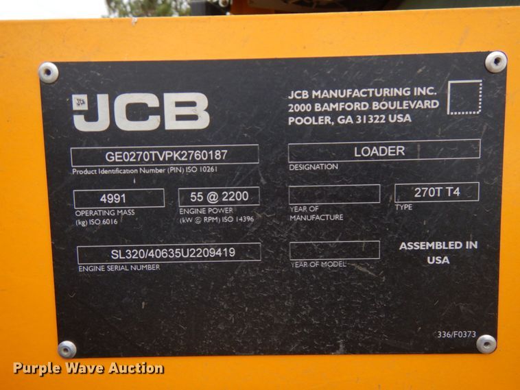 image for item JQ9399 2019 JCB 270T  tracked skid steer loader