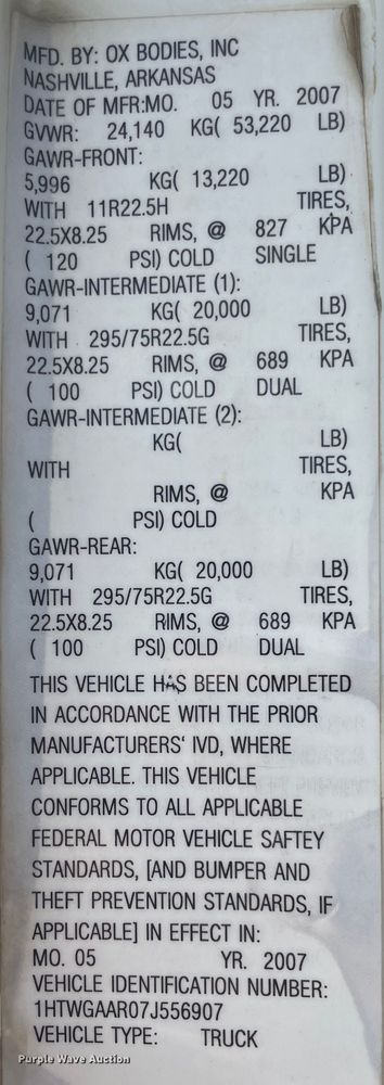 image for item JQ9409 2007 International 7400  dump truck