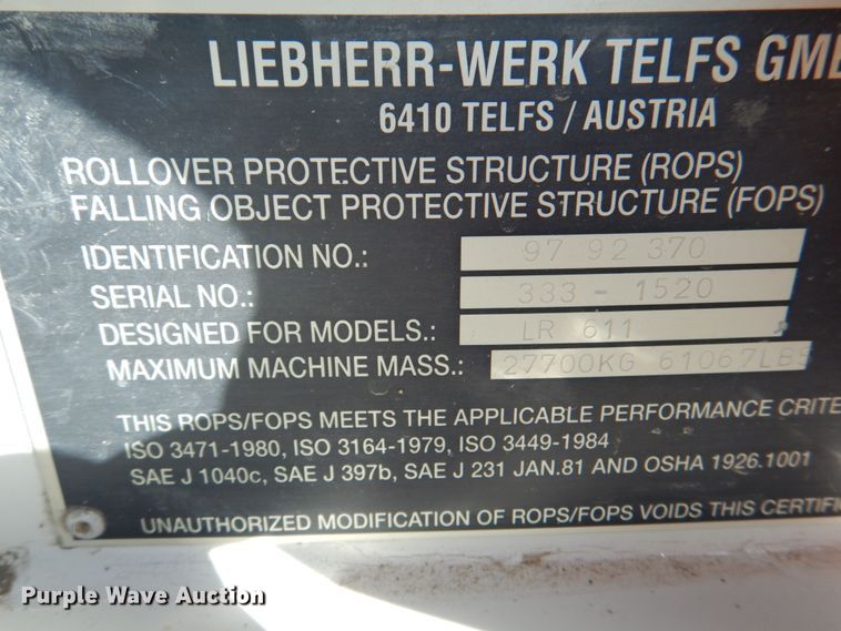 image for item JS9180 Liebherr LR611  track loader