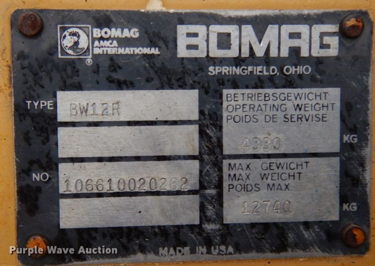 image for item JS9525 1990 Bomag BW12R  pneumatic roller